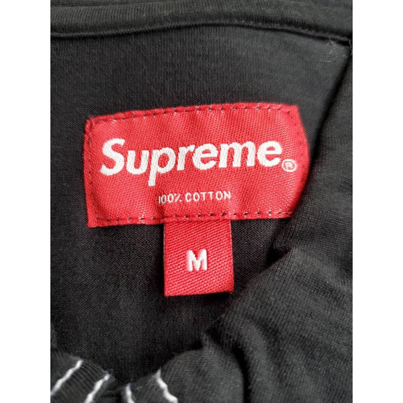 Supreme Mens Polo Shirt Black Short Sleeve Pocket Spell Out 100% Cotton M New - Picture 4 of 6